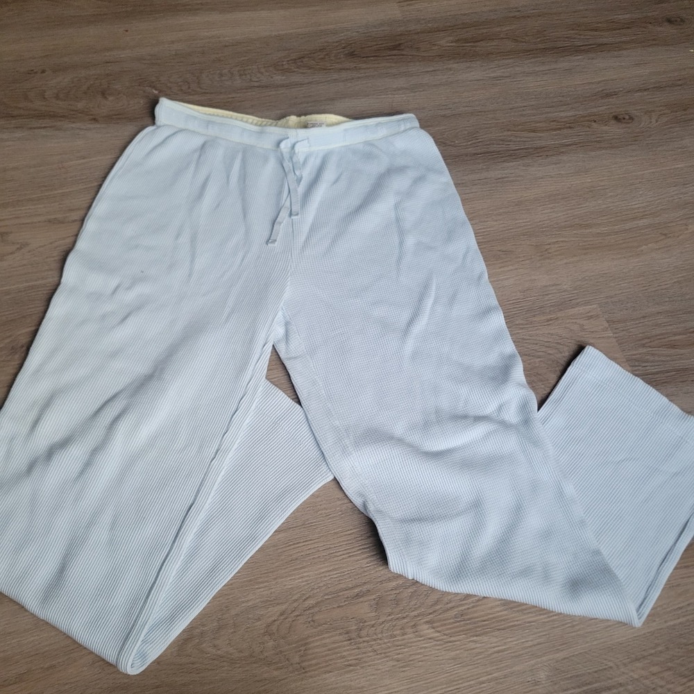 Kim Rogers Women Pajama‎ Pants S Light Blue Cotton Waffle Knit Loungewear